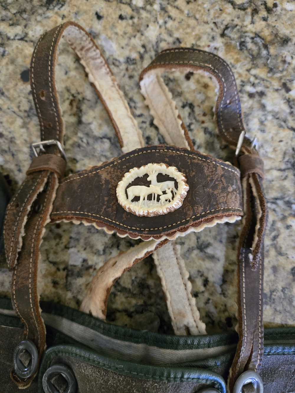 Kids Brown Suede Lederhosen Shorts with Suspenders - Brown - Picture 9 of 11
